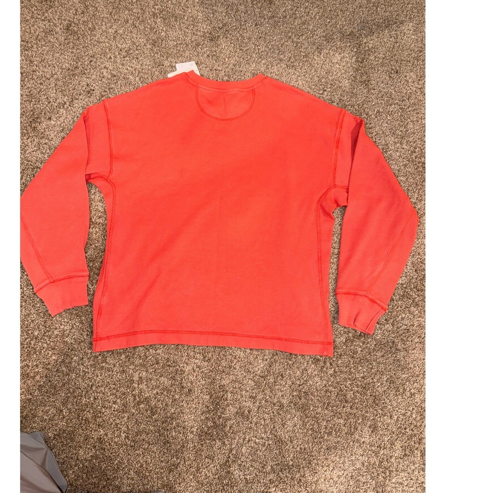 American Eagle AE Boxy Fit Thermal Long Sleeve Shirt Coral Orange Mens Lg (667) - Picture 2 of 5